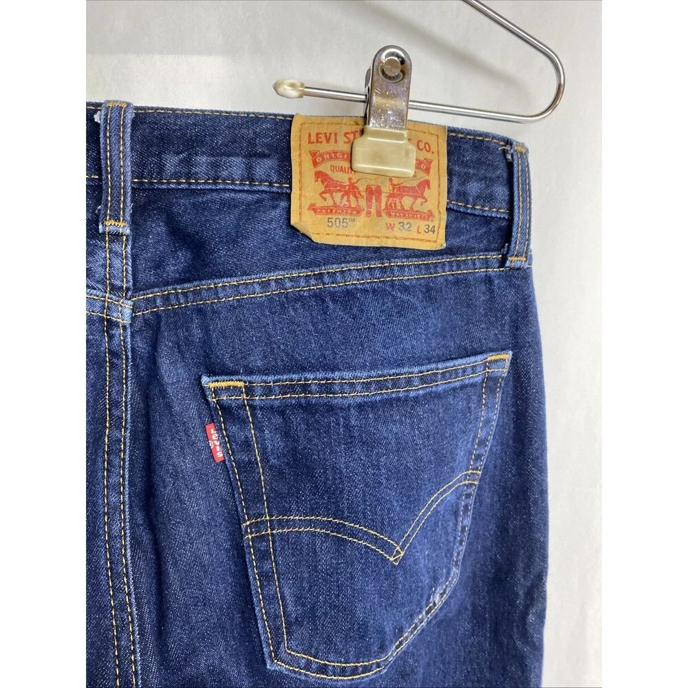 Levi's Men's 505 Jeans Size 32x34 Dark Wash Blue Regular Fit